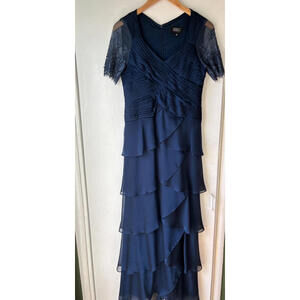 Adrianna Papell Ruffled and Beaded Gown